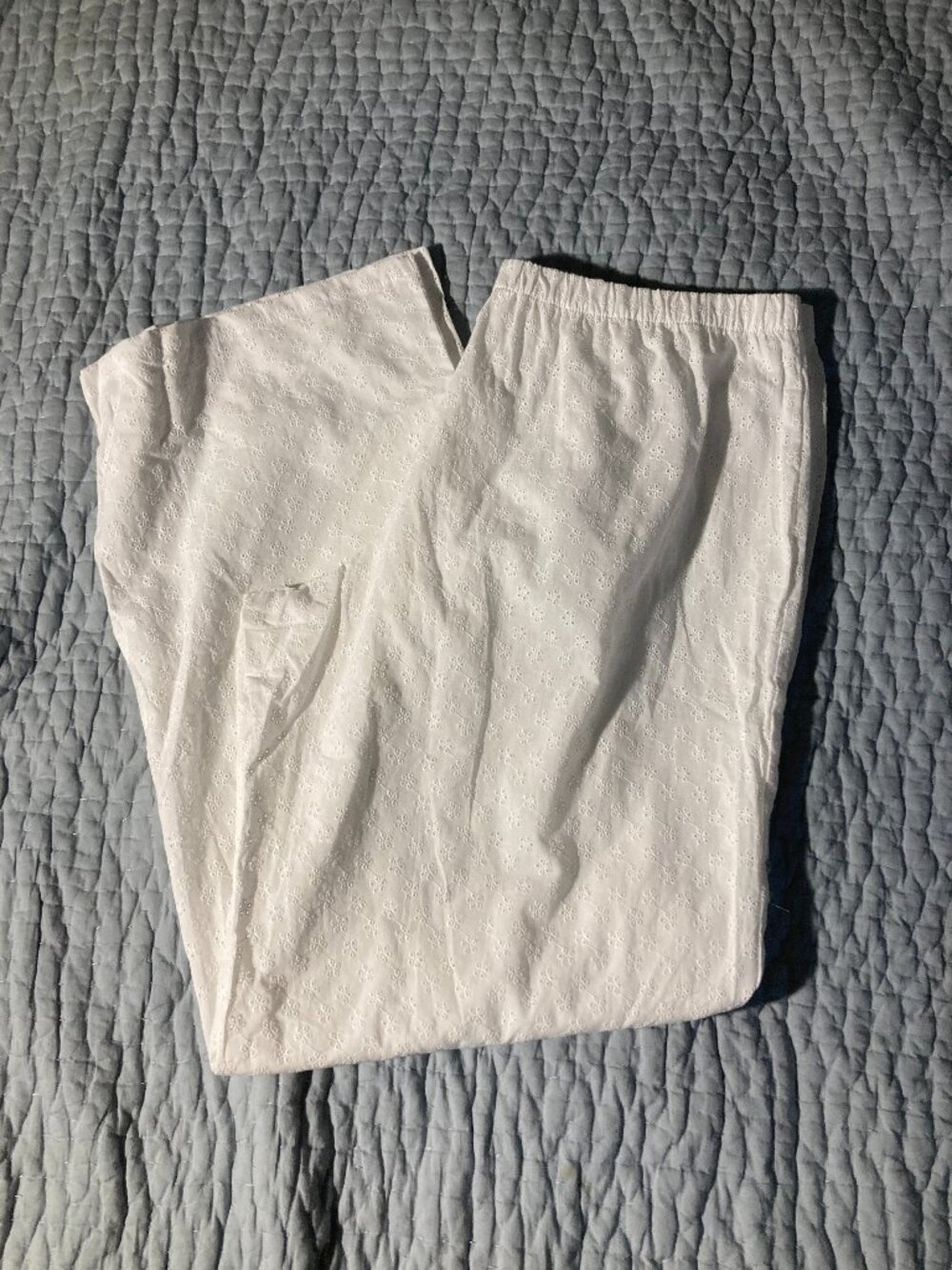Pink by Frankie's  Bikinis white eyelet wide leg cover up pants size L